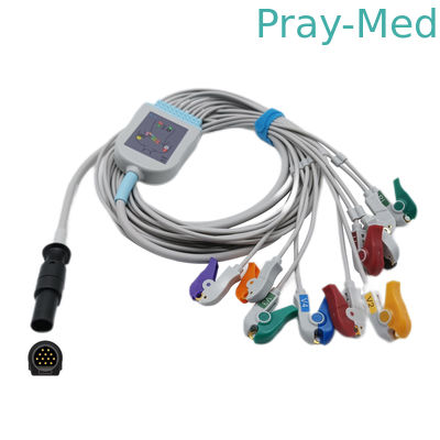 Beli Jaket TPU Kabel Mortara EKG 12 Pin Hypertronix Connecto AHA/IEC Kode Warna Timbal pembuatan online