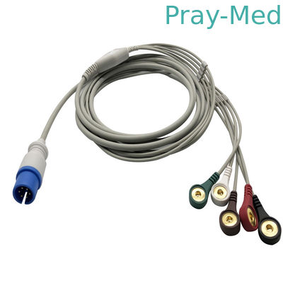 Beli 5 Memimpin 6pin MEK Physio Control Ecg Cable Dengan Pinch Snap End pembuatan online
