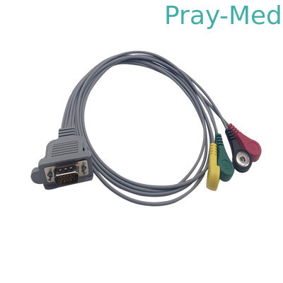 Beli DMS 4 Memimpin Kabel Pasien EKG Kabel Holter 0.9m Snap Clip Konektor Pisang pembuatan online