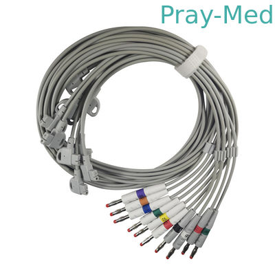 Beli Konektor Banana 4.0 EKG Cable 10 Lead Wires 3.6m Grey TPU Jacket pembuatan online