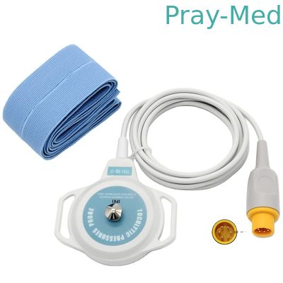 Beli US Fetal Monitor Toco Transduser 6pin Connector Kabel TPU Abu-abu 2.2m pembuatan online