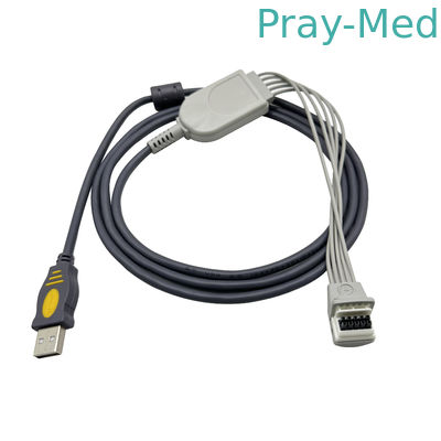 Inframerah Jauh 3.0m Holter Kabel EKG USB adaptor untuk Mortara H3 Mortara 10 pin 145cm