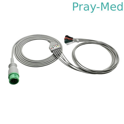 Mindray / Edan / Goldway ECG Trunk Kabel Dengan Kawat Timah 12 Pin Snap 12 Bulan Garansi
