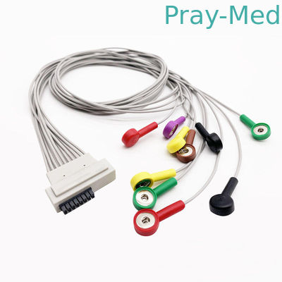10 Lead Kardiolin EKG Leadwire 0.9m 16 Pin Konektor Pisang AHA/IEC