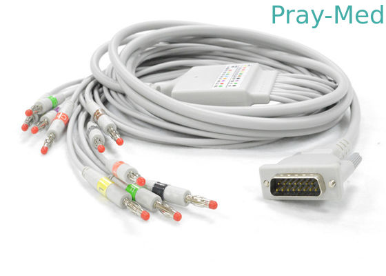 Schiller AT1 / 2 EKG Cable Dengan Konektor Panjang Pin 15 DB 15 5.0mm Dia