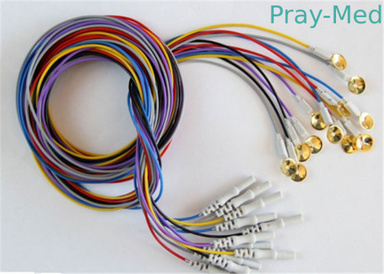 Kabel EEG Colorful Dengan Sliver Plating Cup Elektroda Perisai Kawat Opsional