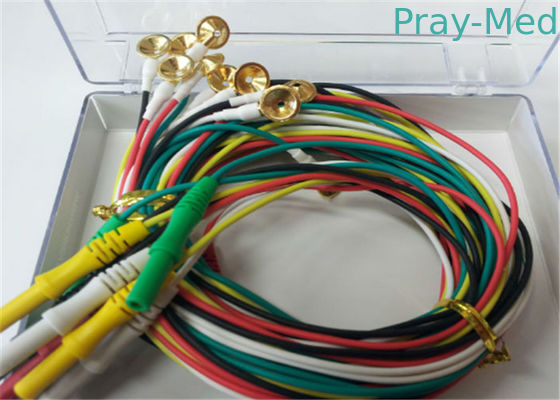 1.5m Kabel TPU EEG Dengan Plating Tembaga Elektroda 2.0mm Konektor