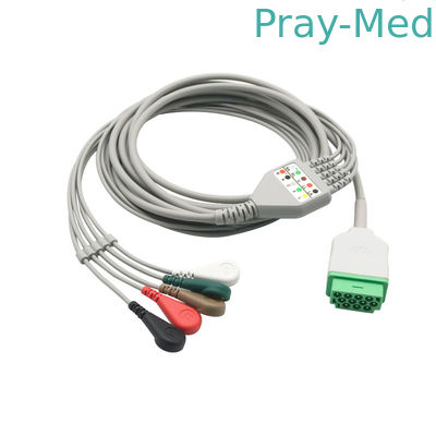 Rekam Merek Marqutte Holter Terintegrasi 5 Leadwires Kabel EKG Dengan Snap