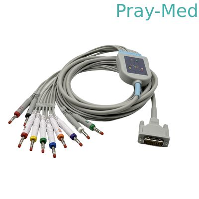 Schiller AT1 / 2 EKG Cable Dengan Konektor Panjang Pin 15 DB 15 5.0mm Dia