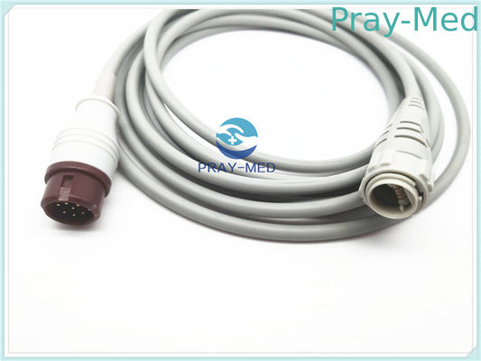 Kabel Tekanan Darah Merah Gelap 2.7m Panjang Putaran 12 Pin Kompatibel Dengan T5