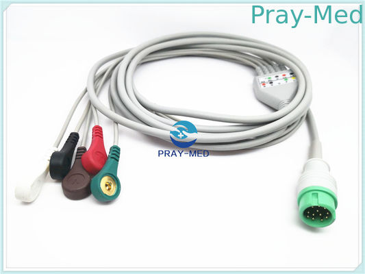 5 Memimpin Mindray Ecg Cable, Putaran 12 Pins Kabel Ecg Dewasa Dan Memimpin