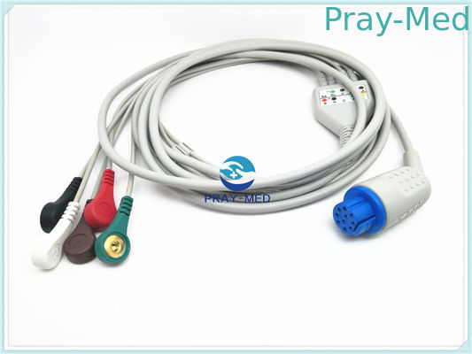 Kabel Elektroda Datex Ecg yang Kompatibel, TPU One Piece ECG Lead Wires Cable
