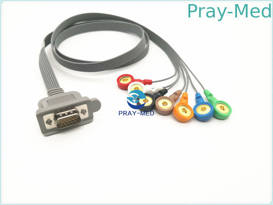 DMS 15 Pin Connector ECG Patient Cable Panjang 1m dengan CE, ISO