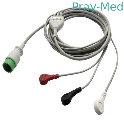 Zoncare Hwatime 3.6m TPU 6pin Ecg Cables dan leadwire Untuk Snap / Clip