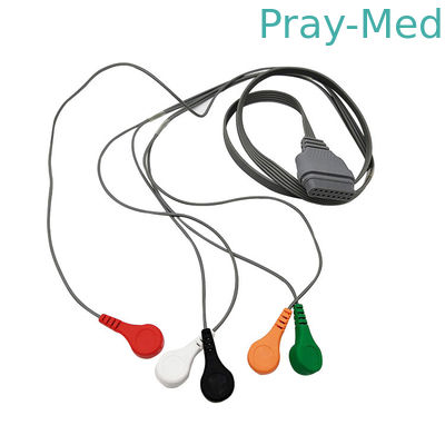Holter 5 Lead Ecg Cable, Kabel Konektor Monitor Edan SE2003 / SE2012 Dengan 16 Pin