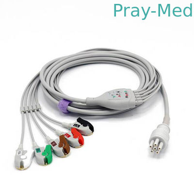 Colin 5 Kabel Pasien ECG Leader 5.0mm Diameter 6 Konektor Lubang 3.6m Panjang