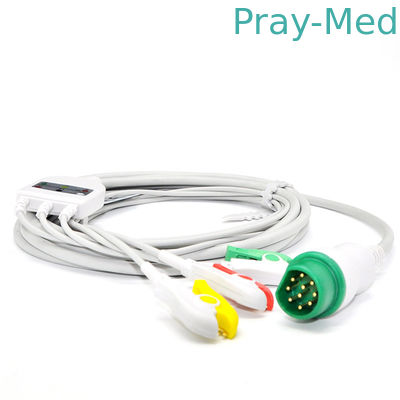 siemens 3 Kabel Lead Ecg dengan leadwire Untuk Snap / Clip 10 Pin TPU