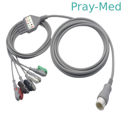 HP 12 Pin 5 Kabel Ekg Timbal Tipe One Piece Struktur Perisai Ganda Jaket TPU 3.6m
