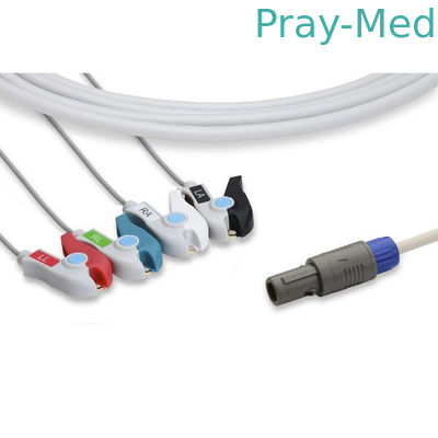 Petas 4 Memimpin Kabel Pasien ECG Dengan 6 Pin Grabber / Pinch 0.7lb Weight
