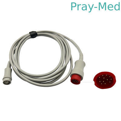 Mindray 12pin To 4pin IBP Adapter Cable 3m Grey Latex Free TPU Jackets