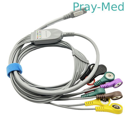 Jincomed 10 Lead Holter Cable Kabel EKG Abu-abu 11pin Snap End 0.9m