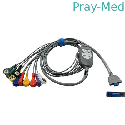 Pengyang 10 Lead Holter ECG Cable 15pin Snap Untuk Dewasa / Anak